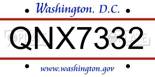 QNX7332 District Of Columbia License Plate