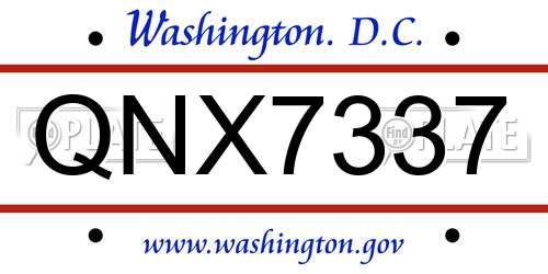 QNX7337 District Of Columbia License Plate