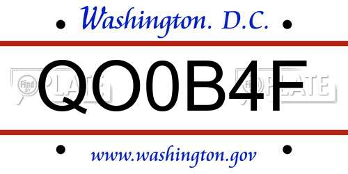 QO0B4F District Of Columbia License Plate