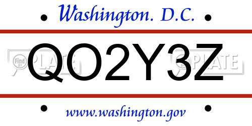 QO2Y3Z District Of Columbia License Plate