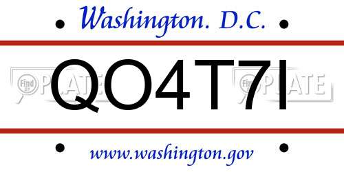 QO4T7I District Of Columbia License Plate