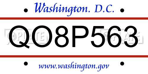 QO8P563 District Of Columbia License Plate