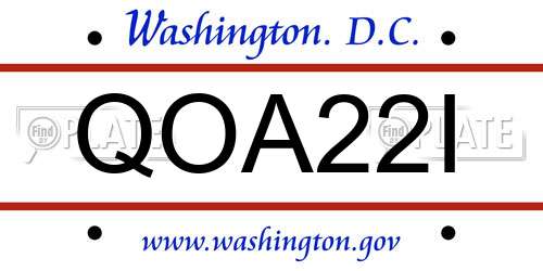 QOA22I District Of Columbia License Plate