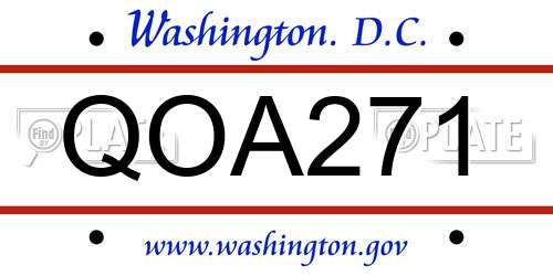 QOA271 District Of Columbia License Plate