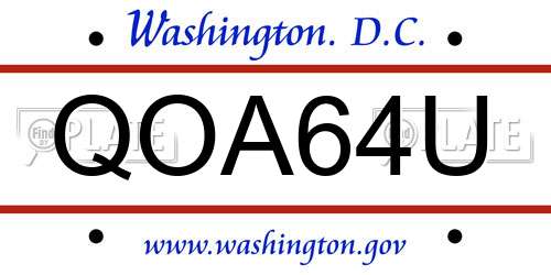 QOA64U District Of Columbia License Plate