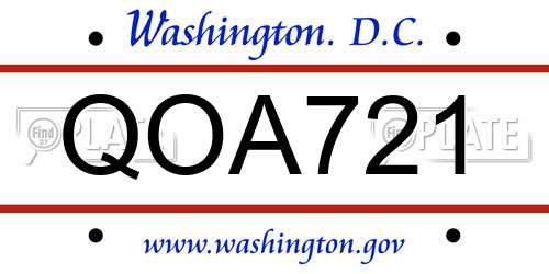 QOA721 District Of Columbia License Plate