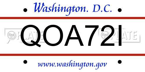 QOA72I District Of Columbia License Plate