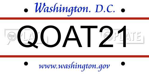 QOAT21 District Of Columbia License Plate