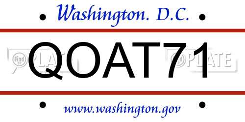 QOAT71 District Of Columbia License Plate