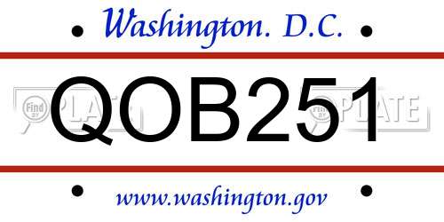 QOB251 District Of Columbia License Plate