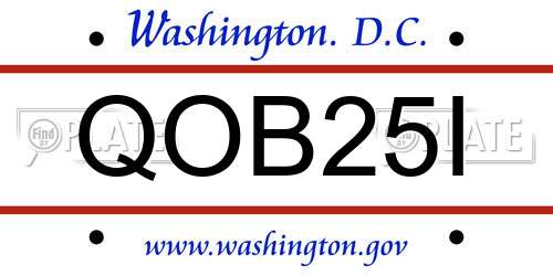 QOB25I District Of Columbia License Plate