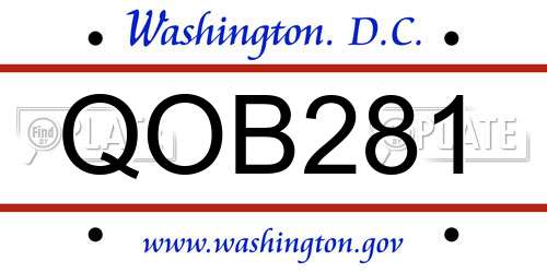 QOB281 District Of Columbia License Plate