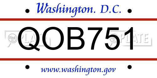 QOB751 District Of Columbia License Plate