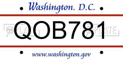 QOB781 District Of Columbia License Plate