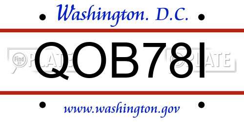 QOB78I District Of Columbia License Plate