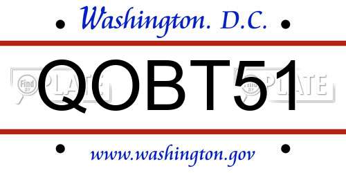 QOBT51 District Of Columbia License Plate