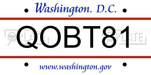 QOBT81 District Of Columbia License Plate
