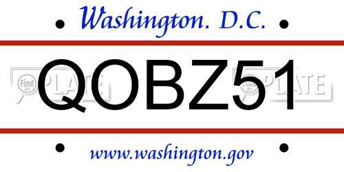 QOBZ51 District Of Columbia License Plate
