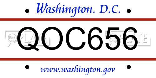 QOC656 District Of Columbia License Plate