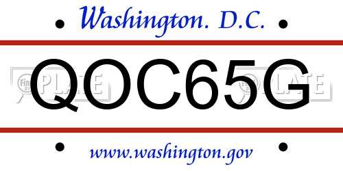 QOC65G District Of Columbia License Plate