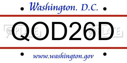 QOD26D District Of Columbia License Plate