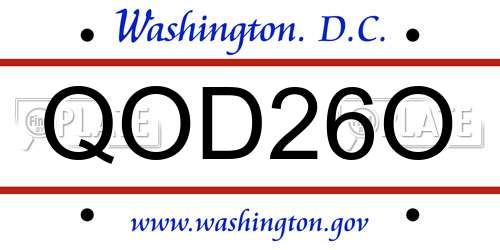 QOD26O District Of Columbia License Plate