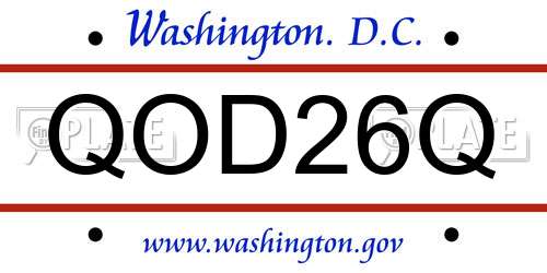 QOD26Q District Of Columbia License Plate
