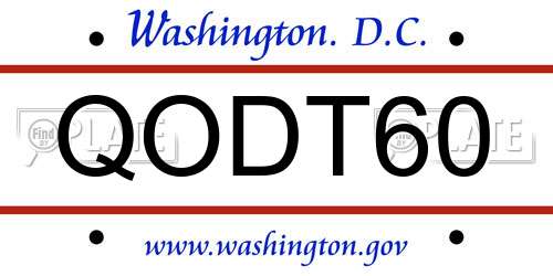 QODT60 District Of Columbia License Plate