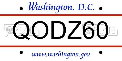 QODZ60 District Of Columbia License Plate