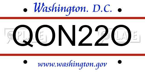 QON22O District Of Columbia License Plate