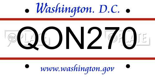 QON270 District Of Columbia License Plate