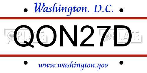 QON27D District Of Columbia License Plate