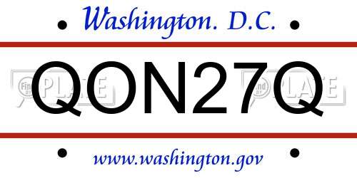 QON27Q District Of Columbia License Plate