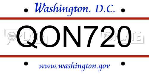 QON720 District Of Columbia License Plate