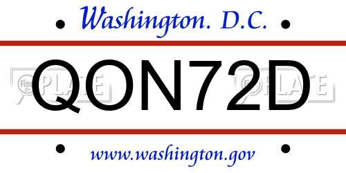 QON72D District Of Columbia License Plate