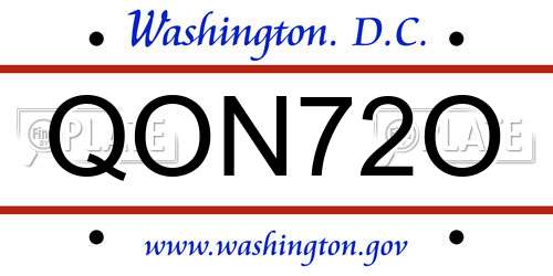 QON72O District Of Columbia License Plate