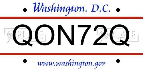 QON72Q District Of Columbia License Plate