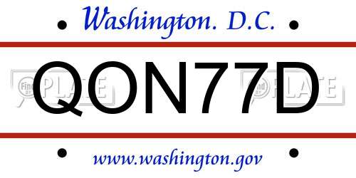 QON77D District Of Columbia License Plate
