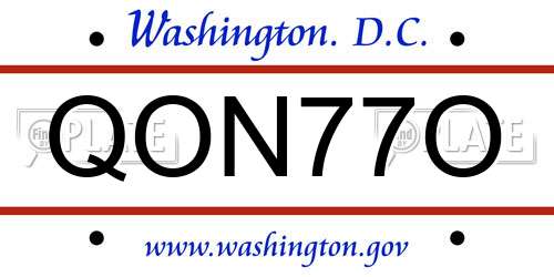 QON77O District Of Columbia License Plate