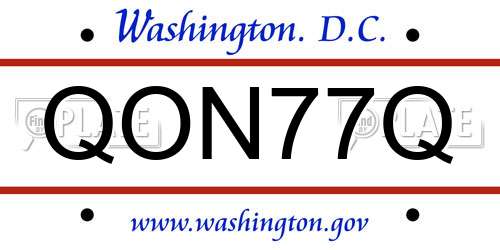 QON77Q District Of Columbia License Plate