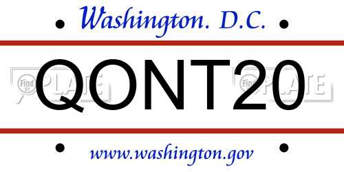 QONT20 District Of Columbia License Plate
