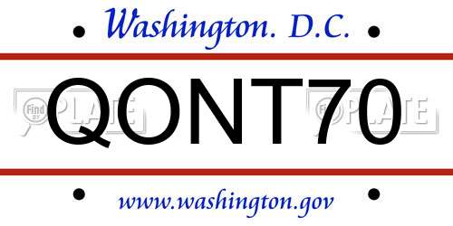 QONT70 District Of Columbia License Plate