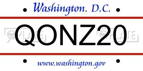 QONZ20 District Of Columbia License Plate