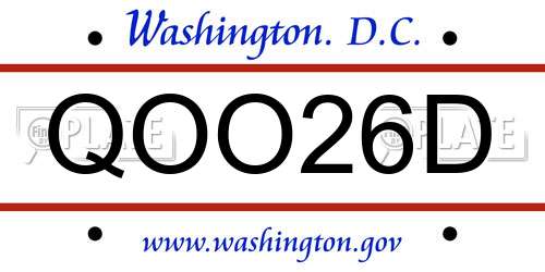 QOO26D District Of Columbia License Plate