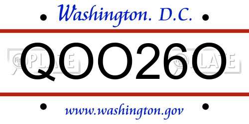 QOO26O District Of Columbia License Plate