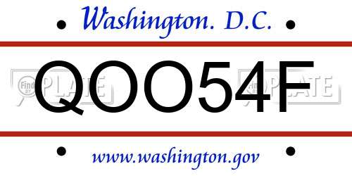 QOO54F District Of Columbia License Plate