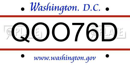 QOO76D District Of Columbia License Plate