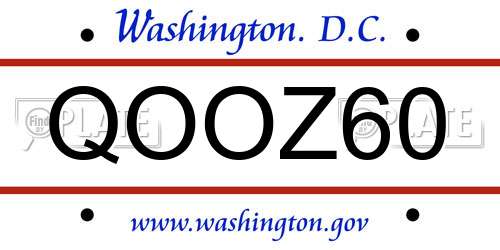 QOOZ60 District Of Columbia License Plate