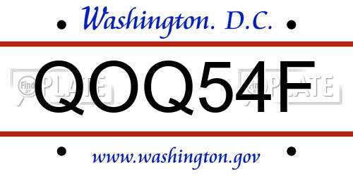 QOQ54F District Of Columbia License Plate