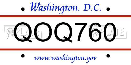 QOQ760 District Of Columbia License Plate